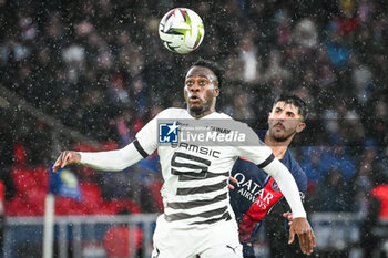 2024-02-25 - Arnaud KALIMUENDO of Rennes and Lucas BERALDO of PSG during the French championship Ligue 1 football match between Paris Saint-Germain and Stade Rennais (Rennes) on February 25, 2024 at Parc des Princes stadium in Paris, France - FOOTBALL - FRENCH CHAMP - PARIS SG V RENNES - FRENCH LIGUE 1 - SOCCER