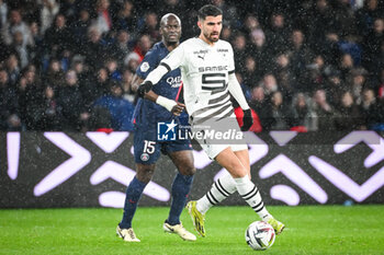 2024-02-25 - Danilo PEREIRA of PSG and Martin TERRIER of Rennes during the French championship Ligue 1 football match between Paris Saint-Germain and Stade Rennais (Rennes) on February 25, 2024 at Parc des Princes stadium in Paris, France - FOOTBALL - FRENCH CHAMP - PARIS SG V RENNES - FRENCH LIGUE 1 - SOCCER