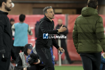 2024-03-01 - PSG coach Luis Enrique during the French championship Ligue 1 football match between AS Monaco (ASM) and Paris Saint-Germain (PSG) on March 1, 2024 at Stade Louis II in Monaco - FOOTBALL - FRENCH CHAMP - MONACO V PARIS SG - FRENCH LIGUE 1 - SOCCER