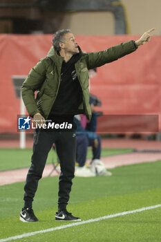 2024-03-01 - PSG coach Luis Enrique during the French championship Ligue 1 football match between AS Monaco (ASM) and Paris Saint-Germain (PSG) on March 1, 2024 at Stade Louis II in Monaco - FOOTBALL - FRENCH CHAMP - MONACO V PARIS SG - FRENCH LIGUE 1 - SOCCER