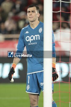 2024-03-01 - Monaco goalkeeper Radoslaw Majecki during the French championship Ligue 1 football match between AS Monaco (ASM) and Paris Saint-Germain (PSG) on March 1, 2024 at Stade Louis II in Monaco - FOOTBALL - FRENCH CHAMP - MONACO V PARIS SG - FRENCH LIGUE 1 - SOCCER