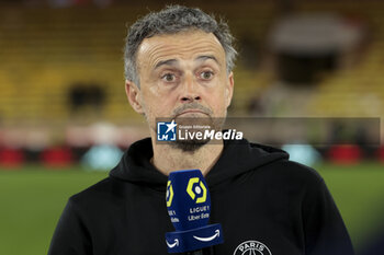 2024-03-02 - PSG coach Luis Enrique speaks to Amazon Prime Video following the French championship Ligue 1 football match between AS Monaco (ASM) and Paris Saint-Germain (PSG) on March 1, 2024 at Stade Louis II in Monaco - FOOTBALL - FRENCH CHAMP - MONACO V PARIS SG - FRENCH LIGUE 1 - SOCCER