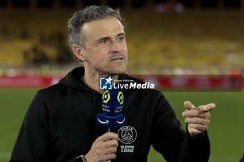 2024-03-02 - PSG coach Luis Enrique speaks to Amazon Prime Video following the French championship Ligue 1 football match between AS Monaco (ASM) and Paris Saint-Germain (PSG) on March 1, 2024 at Stade Louis II in Monaco - FOOTBALL - FRENCH CHAMP - MONACO V PARIS SG - FRENCH LIGUE 1 - SOCCER
