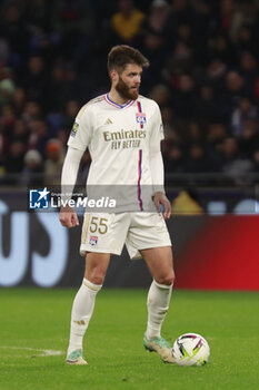 2024-03-03 - Duje CALETA CAR of Lyon during the French championship Ligue 1 football match between Olympique Lyonnais and RC Lens on March 3, 2024 at Groupama stadium in Décines-Charpieu near Lyon, France - FOOTBALL - FRENCH CHAMP - LYON V LENS - FRENCH LIGUE 1 - SOCCER