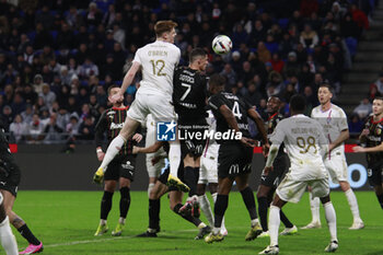 2024-03-03 - Jake O’BRIEN of Lyon and Florian SOTOCA of Lens during the French championship Ligue 1 football match between Olympique Lyonnais and RC Lens on March 3, 2024 at Groupama stadium in Décines-Charpieu near Lyon, France - FOOTBALL - FRENCH CHAMP - LYON V LENS - FRENCH LIGUE 1 - SOCCER