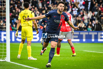 2024-03-10 - Goncalo RAMOS of PSG celebrates his goal during the French championship Ligue 1 football match between Paris Saint-Germain and Stade de Reims on March 10, 2024 at Parc des Princes stadium in Paris, France - FOOTBALL - FRENCH CHAMP - PARIS SG V REIMS - FRENCH LIGUE 1 - SOCCER