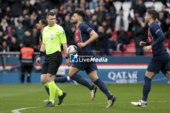 2024-03-10 - Goncalo Ramos of PSG celebrates his first goal during the French championship Ligue 1 football match between Paris Saint-Germain and Stade de Reims on March 10, 2024 at Parc des Princes stadium in Paris, France - FOOTBALL - FRENCH CHAMP - PARIS SG V REIMS - FRENCH LIGUE 1 - SOCCER