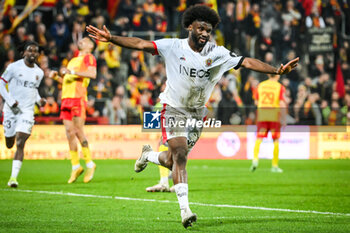 2024-03-16 - Terem MOFFI of Nice celebrates his goal during the French championship Ligue 1 football match between RC Lens and OGC Nice on March 16, 2024 at Bollaert-Delelis stadium in Lens, France - FOOTBALL - FRENCH CHAMP - LENS V NICE - FRENCH LIGUE 1 - SOCCER