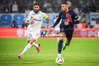 2024-03-31 - Samuel GIGOT of Marseille and Kylian MBAPPE of PSG during the French championship Ligue 1 football match between Olympique de Marseille and Paris Saint-Germain on March 31, 2024 at Orange Velodrome stadium in Marseille, France - FOOTBALL - FRENCH CHAMP - MARSEILLE V PARIS SG - FRENCH LIGUE 1 - SOCCER