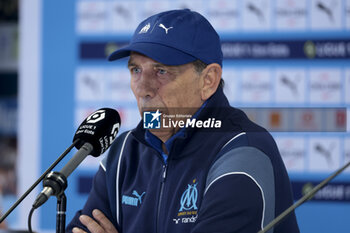 2024-03-31 - Coach of Olympique de Marseille Jean-Louis Gasset during the post-match press conference following the French championship Ligue 1 football match between Olympique de Marseille (OM) and Paris Saint-Germain (PSG) on March 31, 2024 at Stade Velodrome in Marseille, France - FOOTBALL - FRENCH CHAMP - MARSEILLE V PARIS SG - FRENCH LIGUE 1 - SOCCER