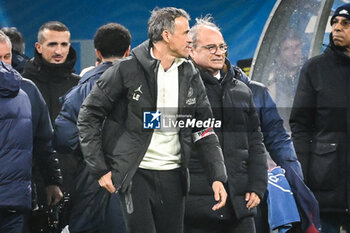 2024-03-31 - Luis ENRIQUE of PSG and Luis CAMPOS of PSG during the French championship Ligue 1 football match between Olympique de Marseille and Paris Saint-Germain on March 31, 2024 at Orange Velodrome stadium in Marseille, France - FOOTBALL - FRENCH CHAMP - MARSEILLE V PARIS SG - FRENCH LIGUE 1 - SOCCER