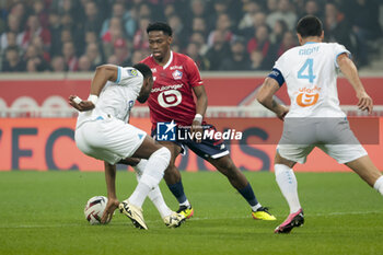 2024-04-05 - Jonathan David of Lille during the French championship Ligue 1 football match between Lille OSC (LOSC) and Olympique de Marseille (OM) on April 5, 2024 at Stade Pierre Mauroy in Villeneuve-d'Ascq near Lille, France - FOOTBALL - FRENCH CHAMP - LILLE V MARSEILLE - FRENCH LIGUE 1 - SOCCER
