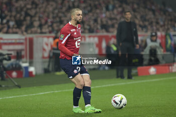 2024-04-05 - Edon Zhegrova of Lille during the French championship Ligue 1 football match between Lille OSC (LOSC) and Olympique de Marseille (OM) on April 5, 2024 at Stade Pierre Mauroy in Villeneuve-d'Ascq near Lille, France - FOOTBALL - FRENCH CHAMP - LILLE V MARSEILLE - FRENCH LIGUE 1 - SOCCER