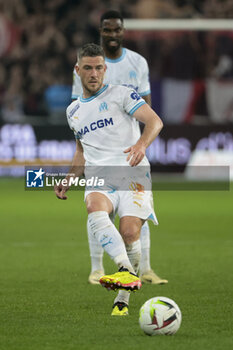 2024-04-05 - Jordan Veretout of Marseille during the French championship Ligue 1 football match between Lille OSC (LOSC) and Olympique de Marseille (OM) on April 5, 2024 at Stade Pierre Mauroy in Villeneuve-d'Ascq near Lille, France - FOOTBALL - FRENCH CHAMP - LILLE V MARSEILLE - FRENCH LIGUE 1 - SOCCER