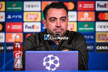 2024-04-09 - Xavier HERNANDEZ CREUS (Xavi) of Barcelona during the FC Barcelona press conference ahead of the UEFA Champions League, Quarter-finals, 1st leg football match between Paris Saint Germain and FC Barcelona on April 9, 2024 at Parc des Princes stadium in Paris, France - FOOTBALL - FC BARCELONA TRAINING AND PRESS CONFERENCE - FRENCH LIGUE 1 - SOCCER