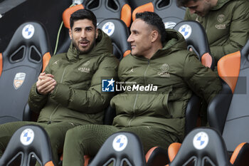 2024-04-24 - Marco Asensio of PSG, PSG goalkeeper Keylor Navas during the French championship Ligue 1 football match between FC Lorient and Paris Saint-Germain (PSG) on April 24, 2024 at Stade du Moustoir in Lorient, France - FOOTBALL - FRENCH CHAMP - LORIENT V PARIS SG - FRENCH LIGUE 1 - SOCCER