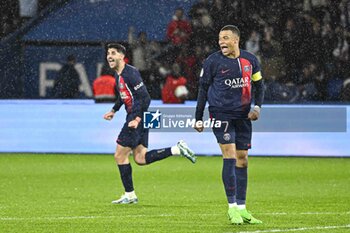 2024-04-27 - Kylian Mbappe and Lucas Beraldo during the French championship Ligue 1 football match between Paris Saint-Germain and Le Havre AC on April 27, 2024 at Parc des Princes stadium in Paris, France. Photo Victor Joly / DPPI - FOOTBALL - FRENCH CHAMP - PARIS SG V LE HAVRE - FRENCH LIGUE 1 - SOCCER