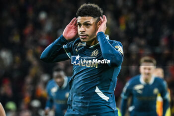 2024-11-23 - Luis HENRIQUE of Marseille celebrates his goal during the French championship Ligue 1 football match between RC Lens and Olympique de Marseille on 23 November 2024 at Bollaert-Delelis stadium in Lens, France - FOOTBALL - FRENCH CHAMP - LENS V MARSEILLE - FRENCH LIGUE 1 - SOCCER