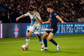 2024-05-11 - Mathilde Bourdieu of Paris FC and Elisa De Almeida of Paris Saint Germain fight for the ball during the Women's French championship, D1 Arkema, Play-offs Semi-final football match between Paris Saint-Germain and Paris FC on May 11, 2024 at Parc des Princes stadium in Paris, France - FOOTBALL - WOMEN'S FRENCH CHAMP - PARIS SG V PARIS FC - FRENCH WOMEN DIVISION 1 - SOCCER