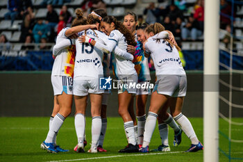 2024-10-12 - Kessya Bussy of Paris FC celebrates after scoring during the French championship, Arkema Premier Ligue football match between Paris FC and Stade de Reims on 12 October 2024 at Sebastien Charlety stadium in Paris, France - FOOTBALL - WOMEN'S FRENCH CHAMP - PARIS FC V REIMS - FRENCH WOMEN DIVISION 1 - SOCCER