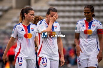 2024-10-20 - Damaris Egurrola of Olympique Lyonnais and Vanessa Gilles of Olympique Lyonnais reacts during the Women's French championship, Arkema Premier Ligue football match between Paris FC and Olympique Lyonnais on 20 October 2024 at Sebastien Charlety stadium in Paris, France - FOOTBALL - WOMEN'S FRENCH CHAMP - PARIS FC V LYON - FRENCH WOMEN DIVISION 1 - SOCCER