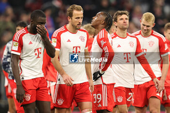 2024-01-21 - Dayot Upamecano, Harry Kane, Mathys Tel, Thomas Müller of Bayern Munich look dejected during the German championship Bundesliga football match between Bayern Munich and Werder Bremen on January 21, 2024 at Allianz Arena in Munich, Germany - FOOTBALL - GERMAN CHAMP - BAYERN MUNICH V WERDER BREMEN - GERMAN BUNDESLIGA - SOCCER