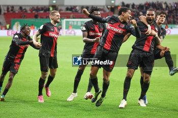 2024-02-06 - Jonathan Tah (R) of Bayer Leverkusen celebrates his goal 3-2 with teammates during the German Cup, DFB Pokal, Quarter-Final football match between Bayer Leverkusen and VfB Stuttgart on February 6, 2024 at BayArena in Leverkusen, Germany - FOOTBALL - GERMAN CUP - LEVERKUSEN V STUTTGART - GERMAN BUNDESLIGA - SOCCER