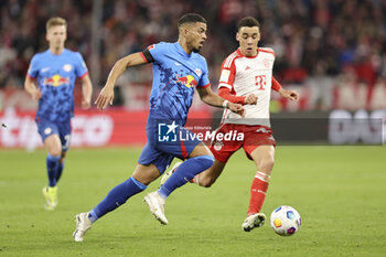 2024-02-24 - Benjamin Henrichs of RB Leipzig during the German championship Bundesliga football match between Bayern Munich and RB Leipzig on February 24, 2024 at Allianz Arena in Munich, Germany - FOOTBALL - GERMAN CHAMP - BAYERN MUNICH V LEIPZIG - GERMAN BUNDESLIGA - SOCCER