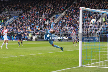 2024-03-02 - Dani Olmo of Leipzig (not in the picture) scores a goal 1-1, Goalkeeper Andreas Luthe of Bochum during the German championship Bundesliga football match between VfL Bochum and RB Leipzig on March 2, 2024 at Vonovia Ruhrstadion in Bochum, Germany - FOOTBALL - GERMAN CHAMP - BOCHUM V RB LEIPZIG - GERMAN BUNDESLIGA - SOCCER
