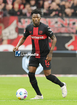 2024-03-30 - Edmond Tapsoba of Leverkusen during the German championship Bundesliga football match between Bayer 04 Leverkusen and TSG Hoffenheim on March 30, 2024 at BayArena in Leverkusen, Germany - FOOTBALL - GERMAN CHAMP - LEVERKUSEN V HOFFENHEIM - GERMAN BUNDESLIGA - SOCCER