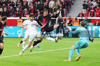 2024-03-30 - Patrik Schick of Bayer Leverkusen scores a goal 2-1 during the German championship Bundesliga football match between Bayer 04 Leverkusen and TSG Hoffenheim on March 30, 2024 at BayArena in Leverkusen, Germany - FOOTBALL - GERMAN CHAMP - LEVERKUSEN V HOFFENHEIM - GERMAN BUNDESLIGA - SOCCER