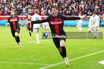 2024-03-30 - Patrik Schick of Bayer Leverkusen celebrates his goal 2-1 during the German championship Bundesliga football match between Bayer 04 Leverkusen and TSG Hoffenheim on March 30, 2024 at BayArena in Leverkusen, Germany - FOOTBALL - GERMAN CHAMP - LEVERKUSEN V HOFFENHEIM - GERMAN BUNDESLIGA - SOCCER