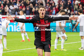 2024-03-30 - Patrik Schick of Bayer Leverkusen celebrates his goal 2-1 during the German championship Bundesliga football match between Bayer 04 Leverkusen and TSG Hoffenheim on March 30, 2024 at BayArena in Leverkusen, Germany - FOOTBALL - GERMAN CHAMP - LEVERKUSEN V HOFFENHEIM - GERMAN BUNDESLIGA - SOCCER