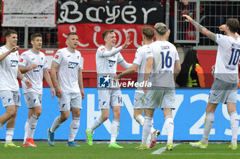 2024-03-30 - Maximilian Beier of Hoffenheim celebrates his goal 0-1 during the German championship Bundesliga football match between Bayer 04 Leverkusen and TSG Hoffenheim on March 30, 2024 at BayArena in Leverkusen, Germany - FOOTBALL - GERMAN CHAMP - LEVERKUSEN V HOFFENHEIM - GERMAN BUNDESLIGA - SOCCER