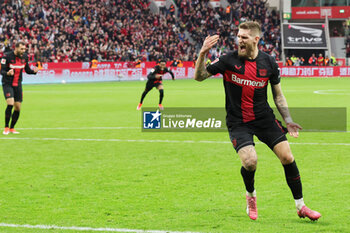 2024-03-30 - Robert Andrich of Leverkusen celebrates his goal 1-1 during the German championship Bundesliga football match between Bayer 04 Leverkusen and TSG Hoffenheim on March 30, 2024 at BayArena in Leverkusen, Germany - FOOTBALL - GERMAN CHAMP - LEVERKUSEN V HOFFENHEIM - GERMAN BUNDESLIGA - SOCCER