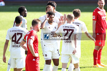 2024-04-06 - Serge Gnabry of Bayern Munich celebrates his goal 0-2 during the German championship Bundesliga football match between FC Heidenheim and FC Bayern Munich on April 6, 2024 at Voith Arena in Heidenheim, Germany - FOOTBALL - GERMAN CHAMP - HEIDENHEIM V BAYERN MUNICH - GERMAN BUNDESLIGA - SOCCER