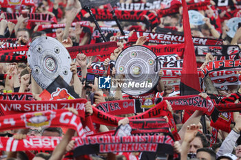 2024-04-14 - Leverkusen fans celebrate German league title 2024 during the German championship Bundesliga football match between Bayer Leverkusen and Werder Bremen on April 14, 2024 at BayArena in Leverkusen, Germany - FOOTBALL - GERMAN CHAMP - LEVERKUSEN V BREMEN - GERMAN BUNDESLIGA - SOCCER