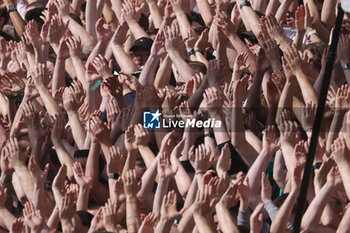 2024-04-13 - Fans of Borussia Mönchengladbach during the German championship Bundesliga football match between Borussia Mönchengladbach and Borussia Dortmund on April 13, 2024 at Borussia-Park in Mönchengladbach, Germany - FOOTBALL - GERMAN CHAMP - MONCHENGLADBACH V DORTMUND - GERMAN BUNDESLIGA - SOCCER