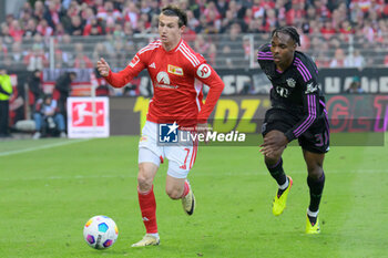 2024-04-20 - Brenden Aaronson of Union Berlin and Mathys Tel of Bayern Munich during the German championship Bundesliga football match between Union Berlin and Bayern Munich on April 20, 2024 at An der Alten Försterei stadium in Berlin, Germany - FOOTBALL - GERMAN CHAMP - UNION BERLIN V BAYERN MUNICH - GERMAN BUNDESLIGA - SOCCER