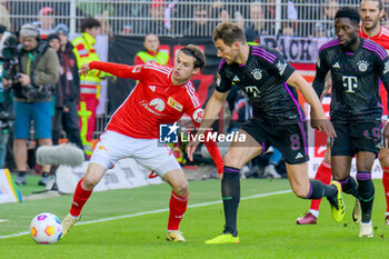 2024-04-20 - Brenden Aaronson of Union Berlin and Leon Goretzka of Bayern Munich during the German championship Bundesliga football match between Union Berlin and Bayern Munich on April 20, 2024 at An der Alten Försterei stadium in Berlin, Germany - FOOTBALL - GERMAN CHAMP - UNION BERLIN V BAYERN MUNICH - GERMAN BUNDESLIGA - SOCCER