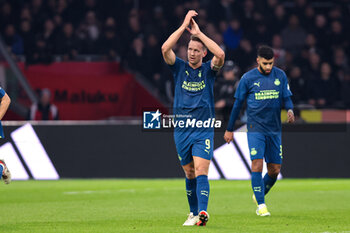 2024-02-03 - Luuk de Jong of PSV celebrates his goal 1-1 during the Netherlands championship Eredivisie football match between AFC Ajax and PSV on February 3, 2024 at Johan Cruijff ArenA in Amsterdam, Netherlands - FOOTBALL - NETHERLANDS CHAMP - AJAX V PSV - NETHERLANDS EREDIVISIE - SOCCER