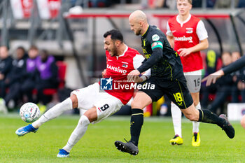 2024-02-04 - Vangelis Pavlidis of AZ Alkmaar battles for the ball with Gernot Trauner of Feyenoord during the Netherlands championship Eredivisie football match between AZ and Feyenoord on February 4, 2024 at AFAS Stadion in Alkmaar, Netherlands - FOOTBALL - NETHERLANDS CHAMP - AZ V FEYENOORD - NETHERLANDS EREDIVISIE - SOCCER