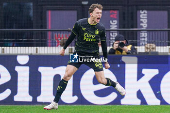 2024-02-04 - Mats Wieffer of Feyenoord celebrates his goal 0-1 during the Netherlands championship Eredivisie football match between AZ and Feyenoord on February 4, 2024 at AFAS Stadion in Alkmaar, Netherlands - FOOTBALL - NETHERLANDS CHAMP - AZ V FEYENOORD - NETHERLANDS EREDIVISIE - SOCCER