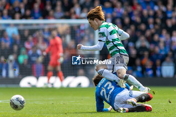 2024-04-07 - Scott Wright of Rangers FC and Kyogo Furuhashi of Celtic FC during the Scottish championship, Cinch Premiership football match between Rangers and Celtic on 7 April 2024 at Ibrox in Glasgow, Scotland - FOOTBALL - SCOTTISH CHAMP - RANGERS V CELTIC - SCOTTISH PREMIERSHIP - SOCCER