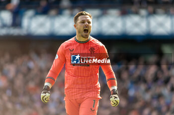 2024-04-07 - Jack Butland of Rangers FC celbrates his sides equaliser 2-2 during the Scottish championship, Cinch Premiership football match between Rangers and Celtic on 7 April 2024 at Ibrox in Glasgow, Scotland - FOOTBALL - SCOTTISH CHAMP - RANGERS V CELTIC - SCOTTISH PREMIERSHIP - SOCCER