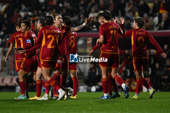 2024-01-13 - Evelyne Viens of A.S. Roma Women celebrates after scoring 1-0 during the 12th day of the Serie A Championship between A.S. Roma Women vs Pomigliano Calcio Femminile on 13 January 2024 at the Tre Fontane Stadium in Rome, Italy. - AS ROMA VS POMIGLIANO WOMEN - ITALIAN SERIE A WOMEN - SOCCER