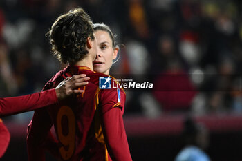 2024-01-13 - Emilie Haavi of A.S. Roma Women celebrates after scoring 3-0 during the 12th day of the Serie A Championship between A.S. Roma Women vs Pomigliano Calcio Femminile on 13 January 2024 at the Tre Fontane Stadium in Rome, Italy. - AS ROMA VS POMIGLIANO WOMEN - ITALIAN SERIE A WOMEN - SOCCER