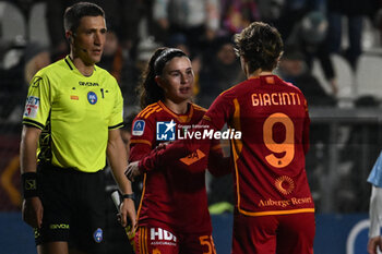 2024-01-13 - Valentina Giacinti and Giada Pellegrino Cimo' of A.S. Roma Women during the 12th day of the Serie A Championship between A.S. Roma Women vs Pomigliano Calcio Femminile on 13 January 2024 at the Tre Fontane Stadium in Rome, Italy. - AS ROMA VS POMIGLIANO WOMEN - ITALIAN SERIE A WOMEN - SOCCER