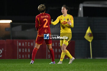 2024-01-13 - Moeka Minami and Camelia Ceasar of A.S. Roma Women during the 12th day of the Serie A Championship between A.S. Roma Women vs Pomigliano Calcio Femminile on 13 January 2024 at the Tre Fontane Stadium in Rome, Italy. - AS ROMA VS POMIGLIANO WOMEN - ITALIAN SERIE A WOMEN - SOCCER