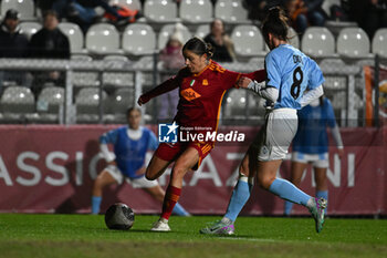 2024-01-13 - Laura Feiersinger of A.S. Roma Women and Greis Domi of Pomigliano Calcio Femminile during the 12th day of the Serie A Championship between A.S. Roma Women vs Pomigliano Calcio Femminile on 13 January 2024 at the Tre Fontane Stadium in Rome, Italy. - AS ROMA VS POMIGLIANO WOMEN - ITALIAN SERIE A WOMEN - SOCCER